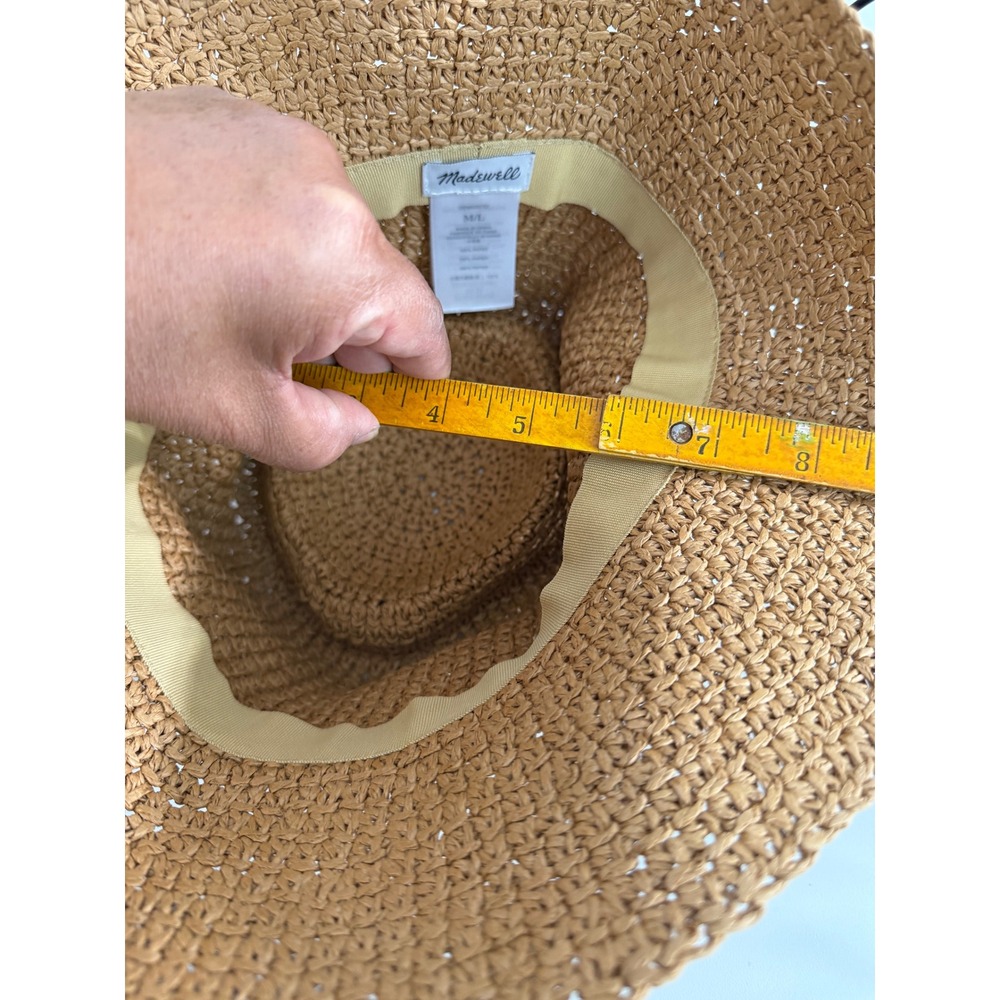Madewell Packable Straw Bucket Hat Tan Brown Crochet Paper Sun Hat M/L - Picture 6 of 7